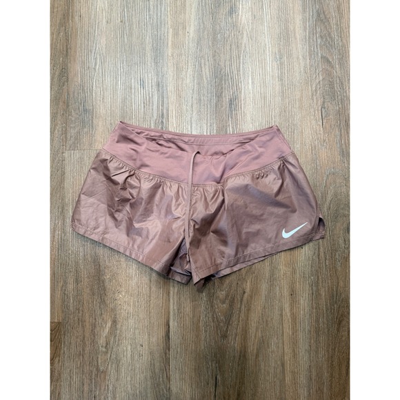 Nike Dri Fit Running Shorts Women's Medium Rose Brown Athletic Gym Workout - Picture 1 of 7